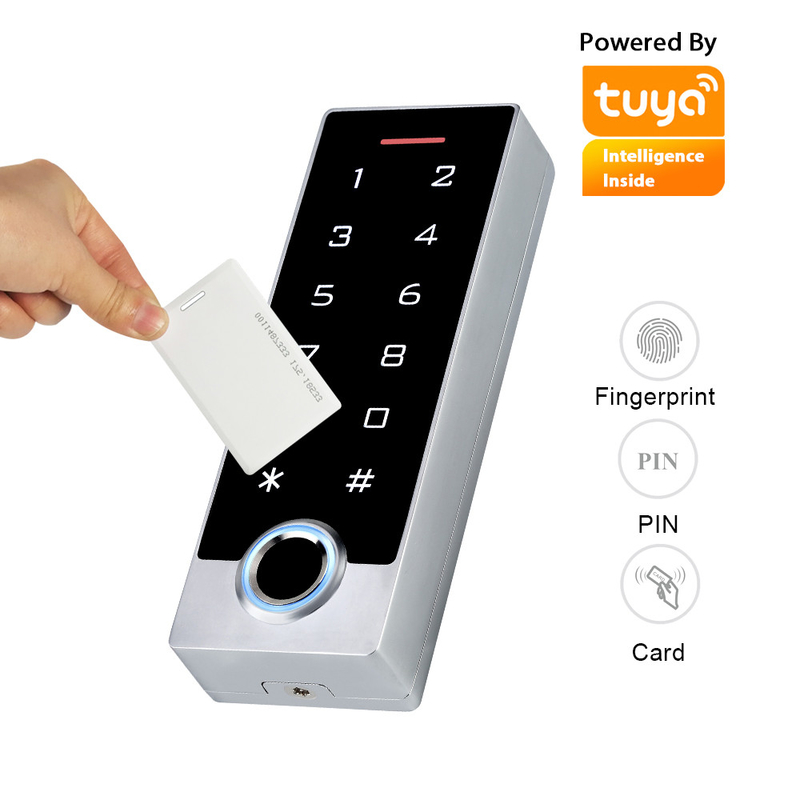Wifi TuyaのAppとの防水IP68スクリーンの接触キーパッドの指紋RFIDカード アクセス管理