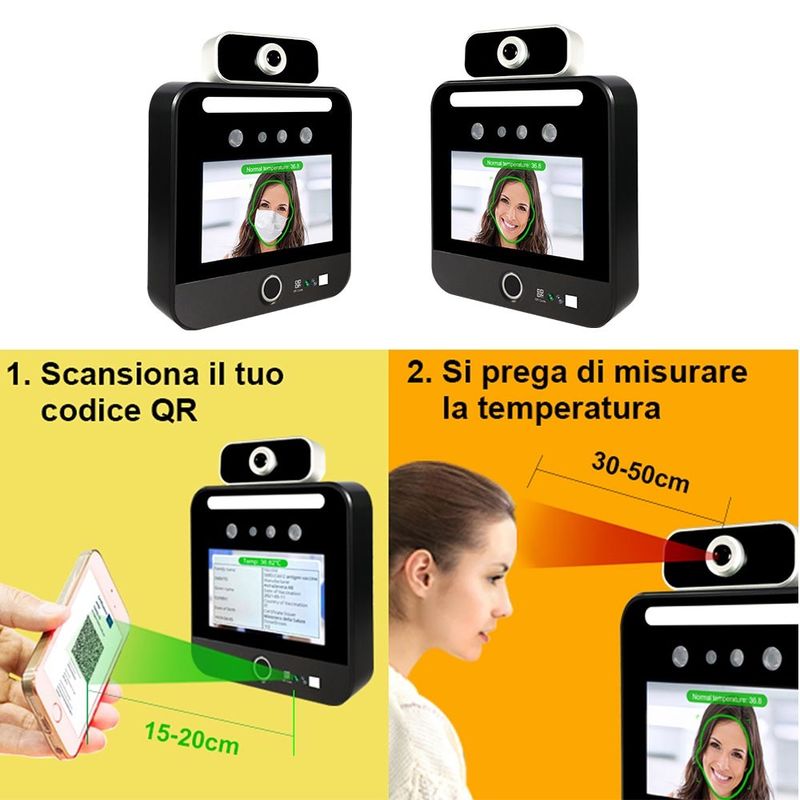 5つのインチIPSの顔認識の温度の走査器イタリアは証明した