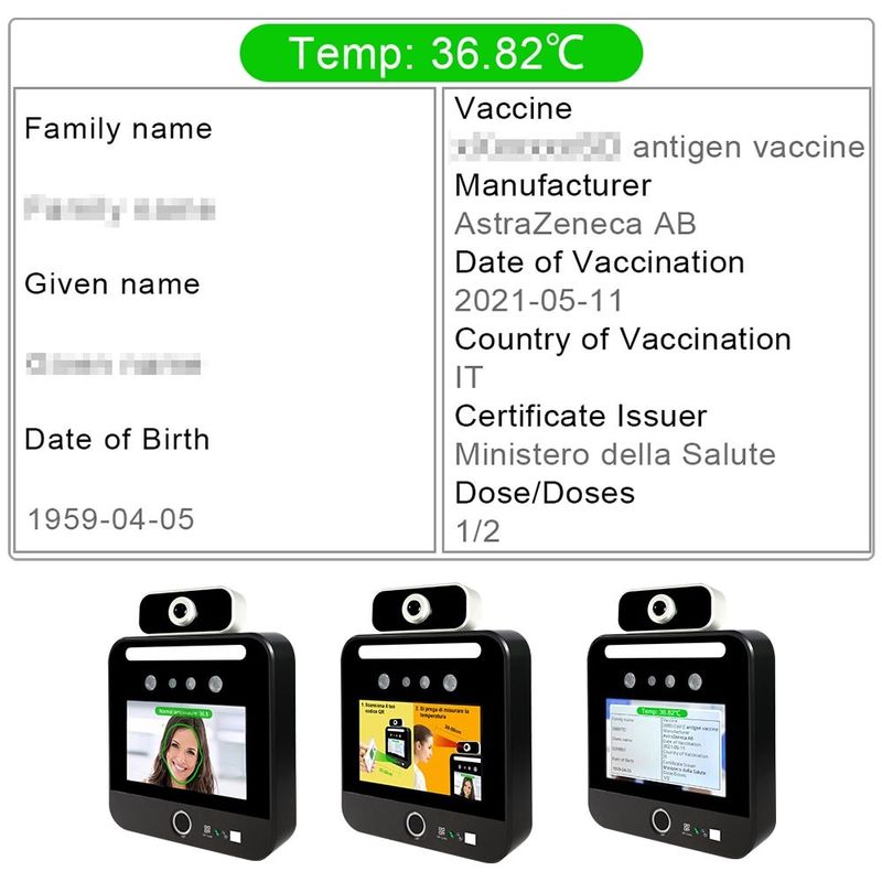 独立イタリアVerifica C19の顔認識の温度の走査器のキオスク