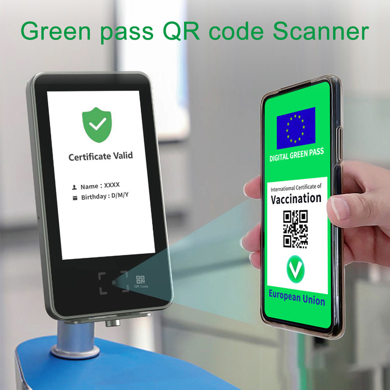 5インチLCD QRカード走査器EUデジタルの緑の証明書のワクチン接種のパス