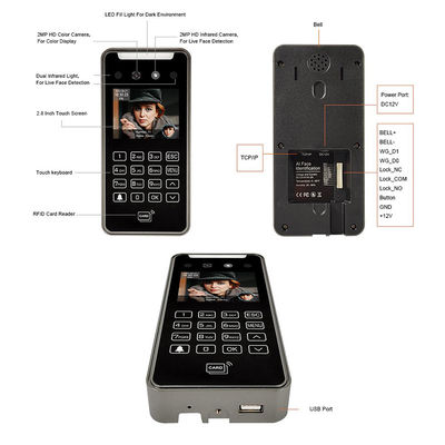 2.8"顔認識アクセス制御システム リアルタイム監視