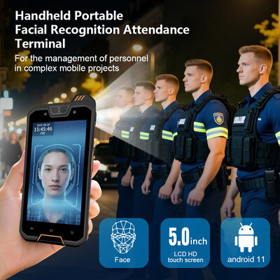 GPS、NFC、QRコードスキャナー、IP68強化設計を備えたポータブルハンディ顔認識デバイス（モバイル勤怠管理用）